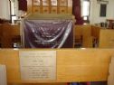 Ornamental table cloth in his memory in the Nir Yeshiva in Hebron